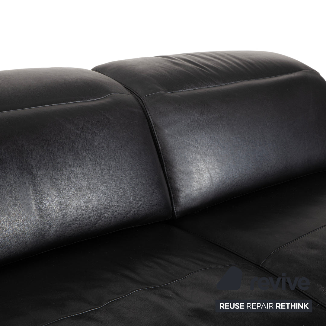 BoConcept Zurich Leather Two-Seater Black Sofa Couch Manual Function
