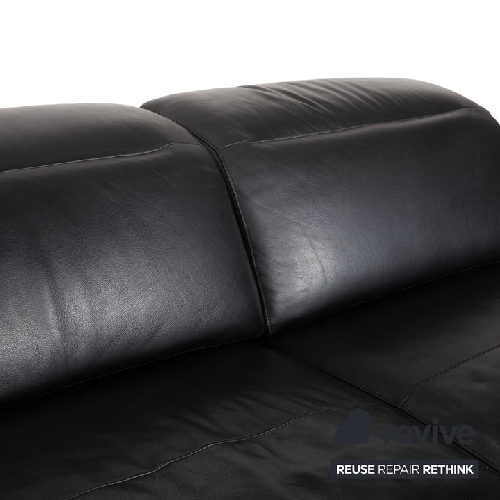 BoConcept Zurich Leather Two-Seater Black Sofa Couch Manual Function