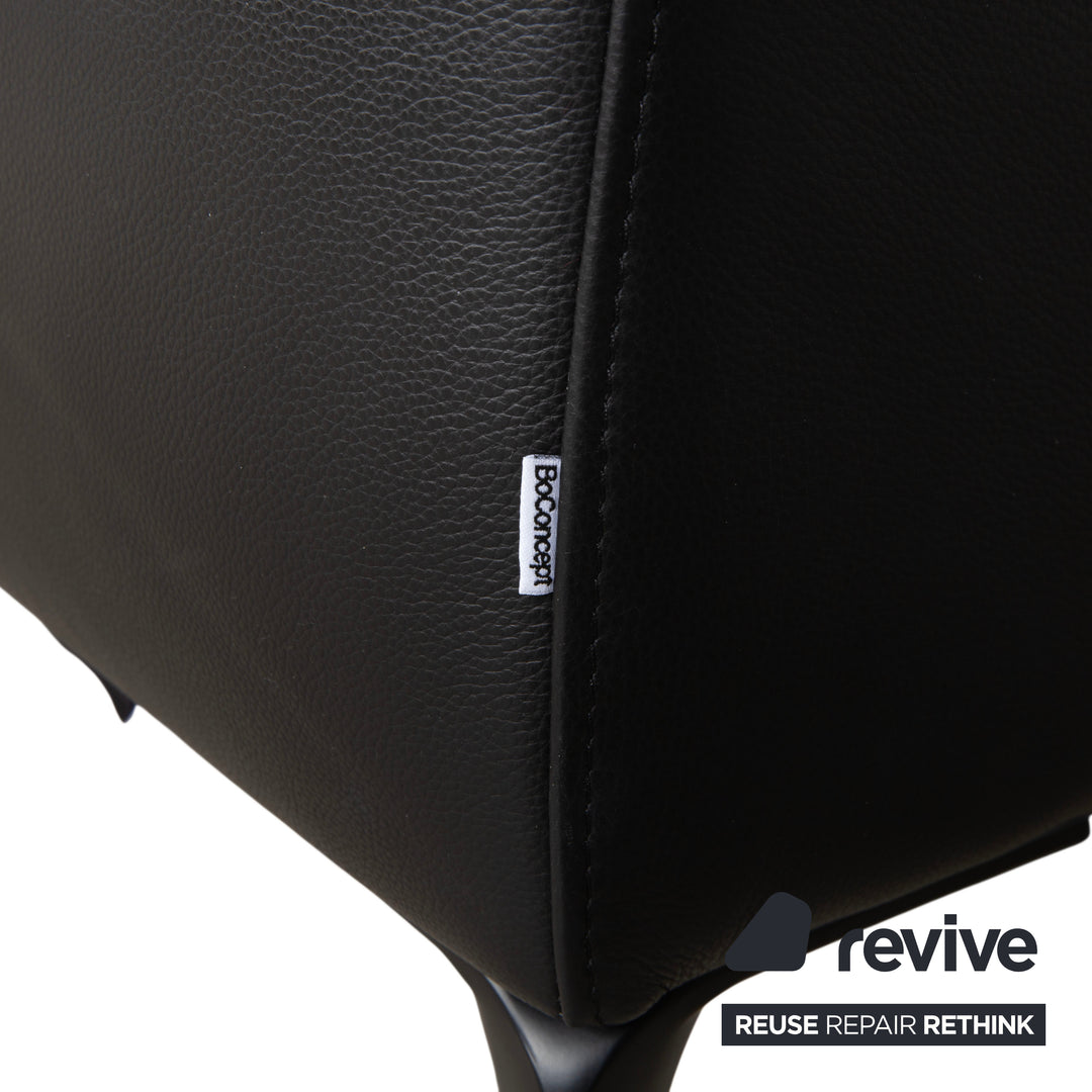 BoConcept Zurich Leather Two-Seater Black Sofa Couch Manual Function