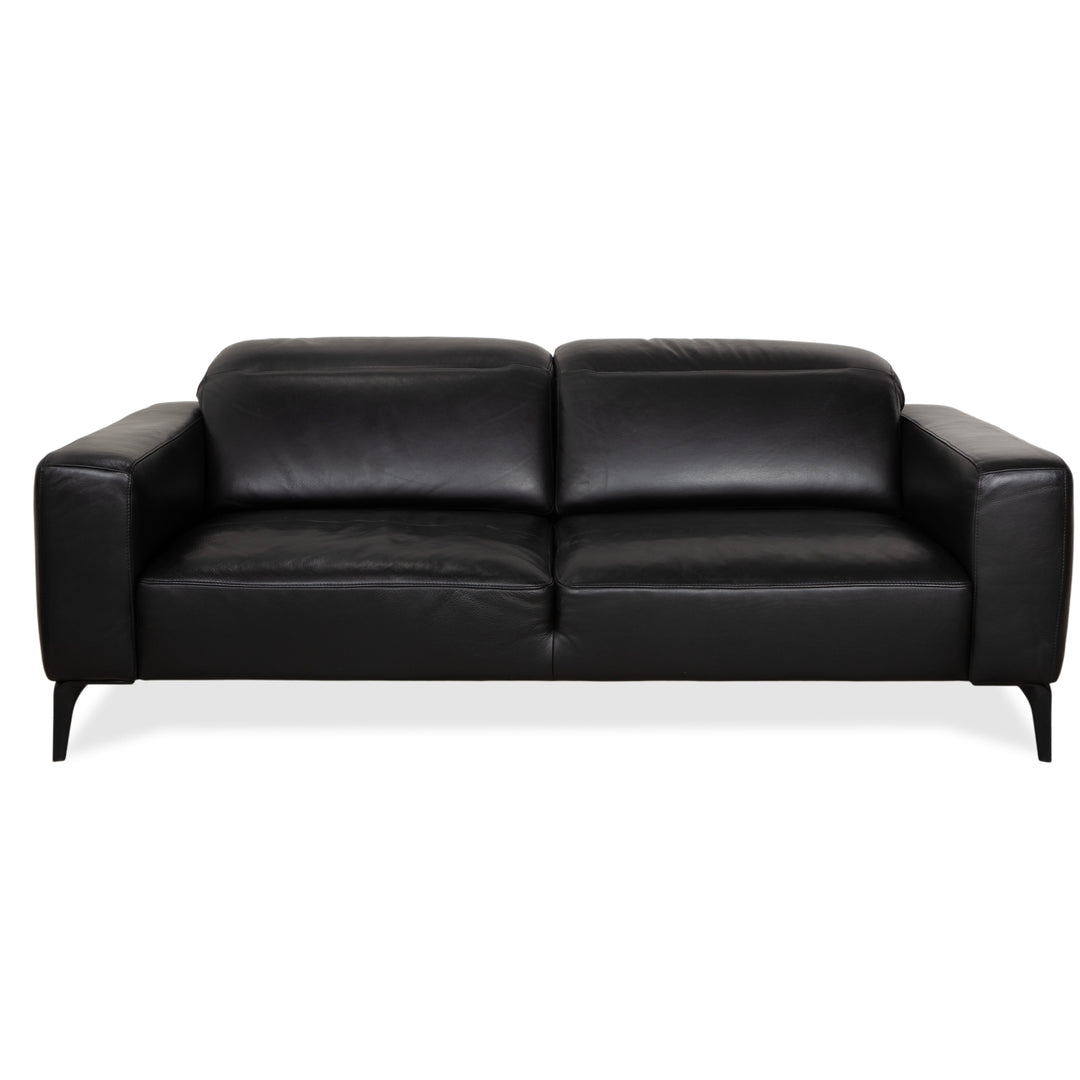 BoConcept Zurich Leather Two-Seater Black Sofa Couch Manual Function