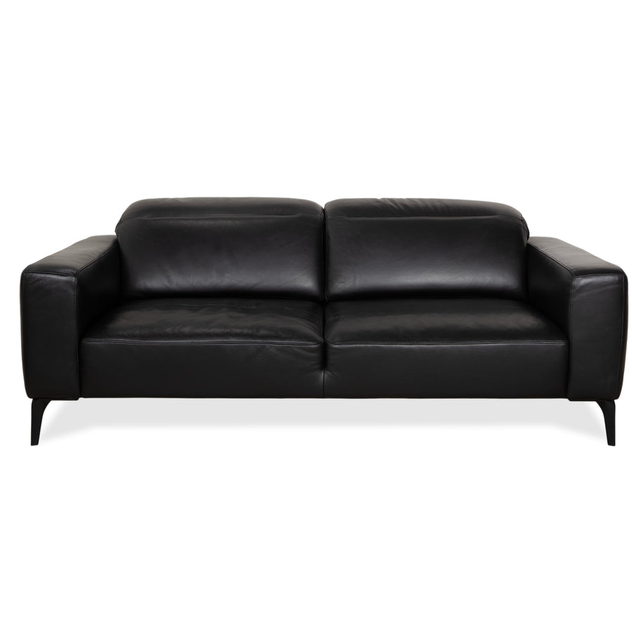 BoConcept Zurich Leather Two-Seater Black Sofa Couch Manual Function