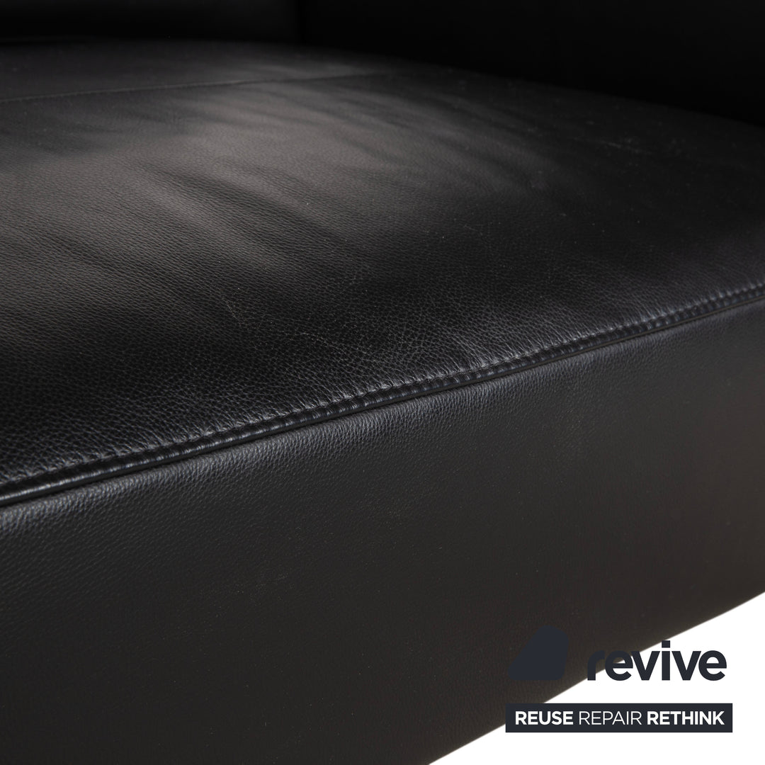 BoConcept Zurich Leather Two-Seater Black Sofa Couch Manual Function