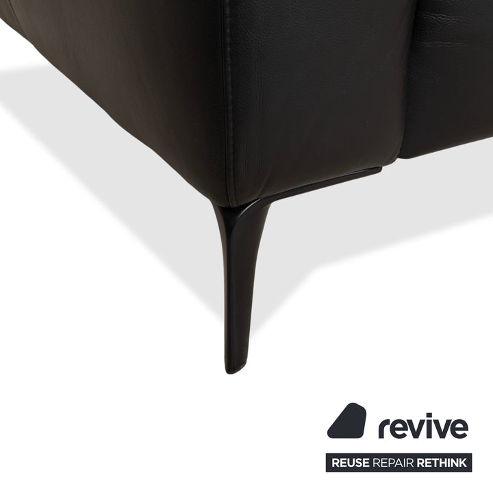 BoConcept Zurich Leather Two-Seater Black Sofa Couch Manual Function