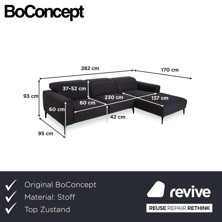 BoConcept Zürich Stoff Ecksofa Grau Anthrazit Sofa Couch manuelle Funktion