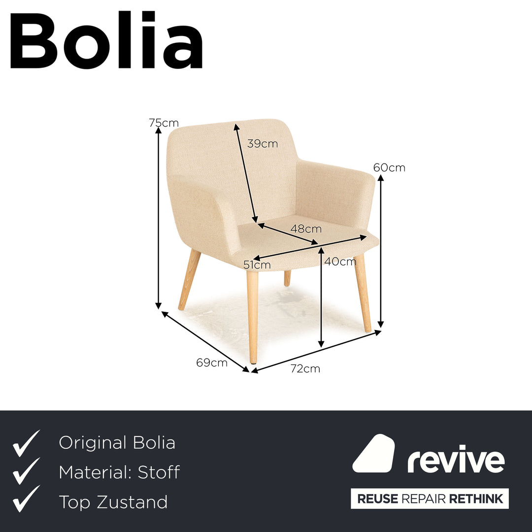 Fauteuil Bolia C3 en tissu crème