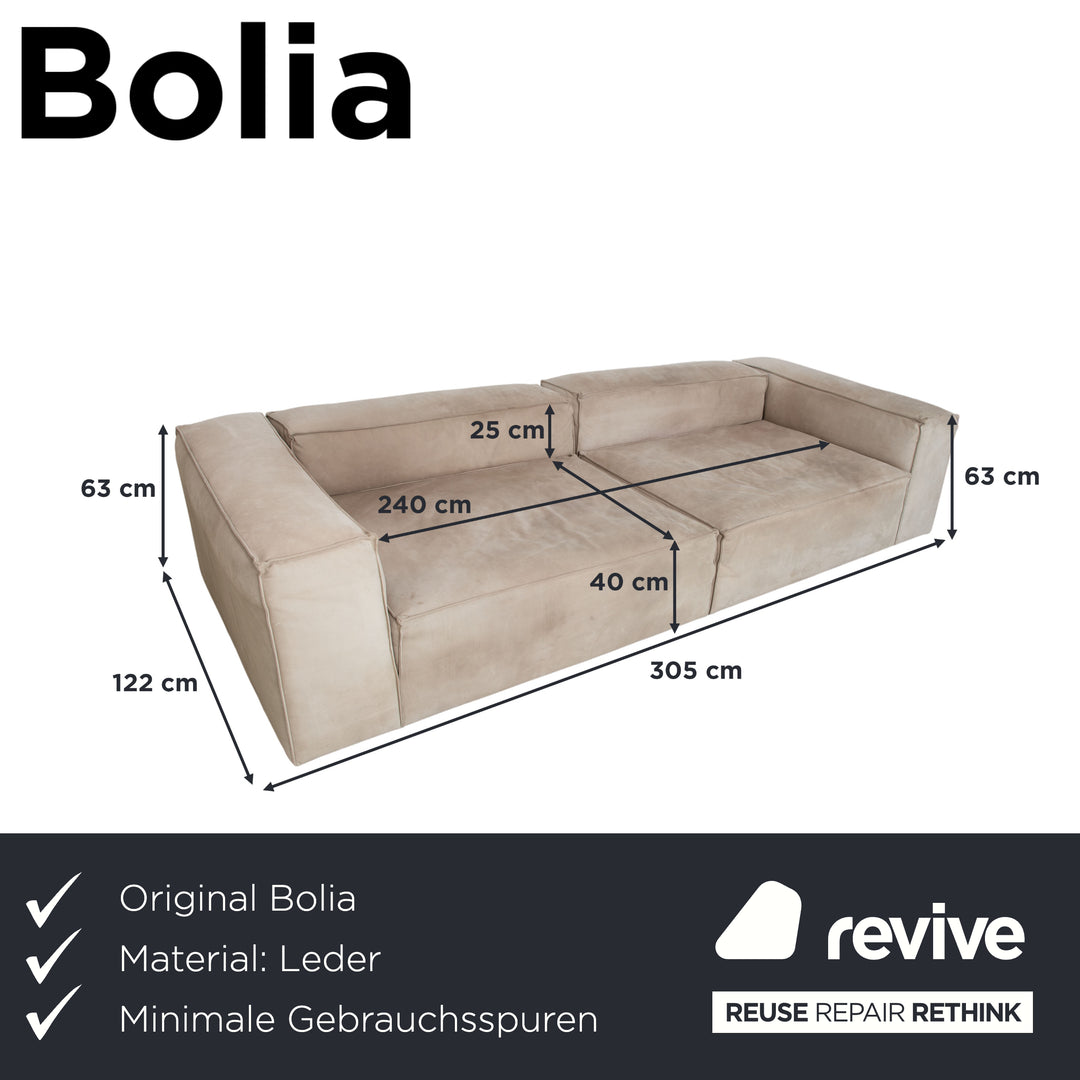 Bolia Cosima Leder Viersitzer Grau Sand Sofa Couch