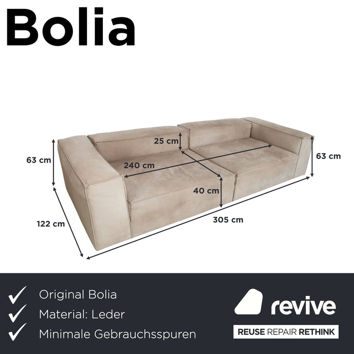 Bolia Cosima Leder Viersitzer Grau Sand Sofa Couch