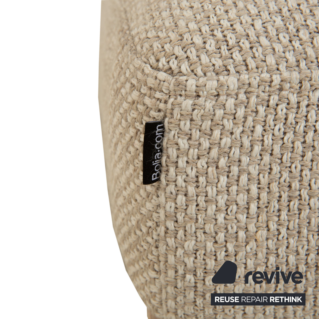 Tabouret en tissu Bolia Elton beige crème gris bois