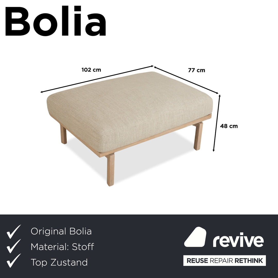 Bolia Elton Stoff Hocker Beige Creme Grau Holz
