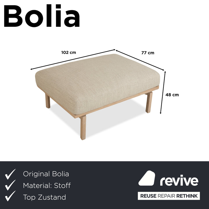 Tabouret en tissu Bolia Elton beige crème gris bois