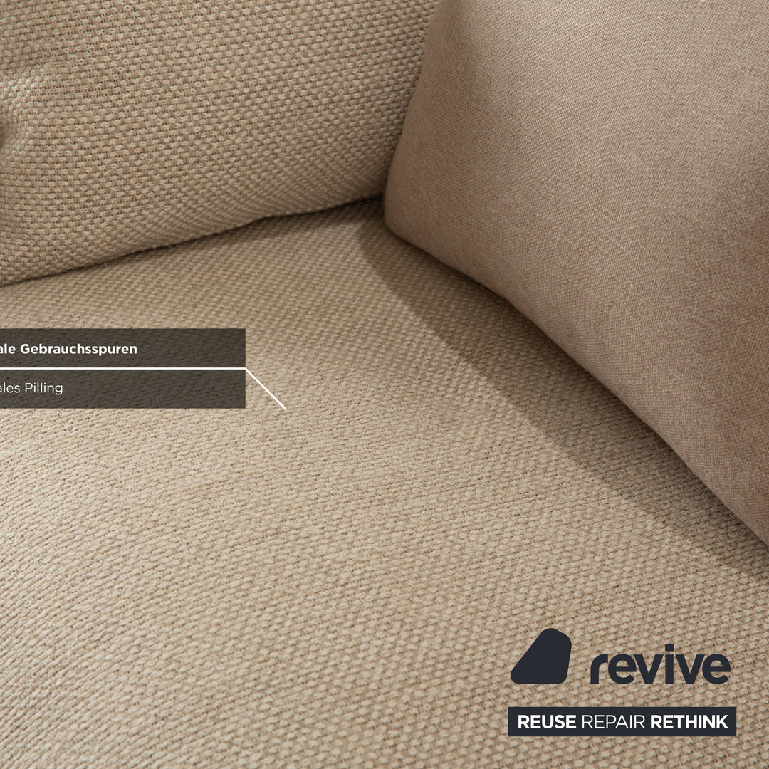 Bolia Elton Stoff Zweisitzer Beige Creme Grau Sofa Couch Holz