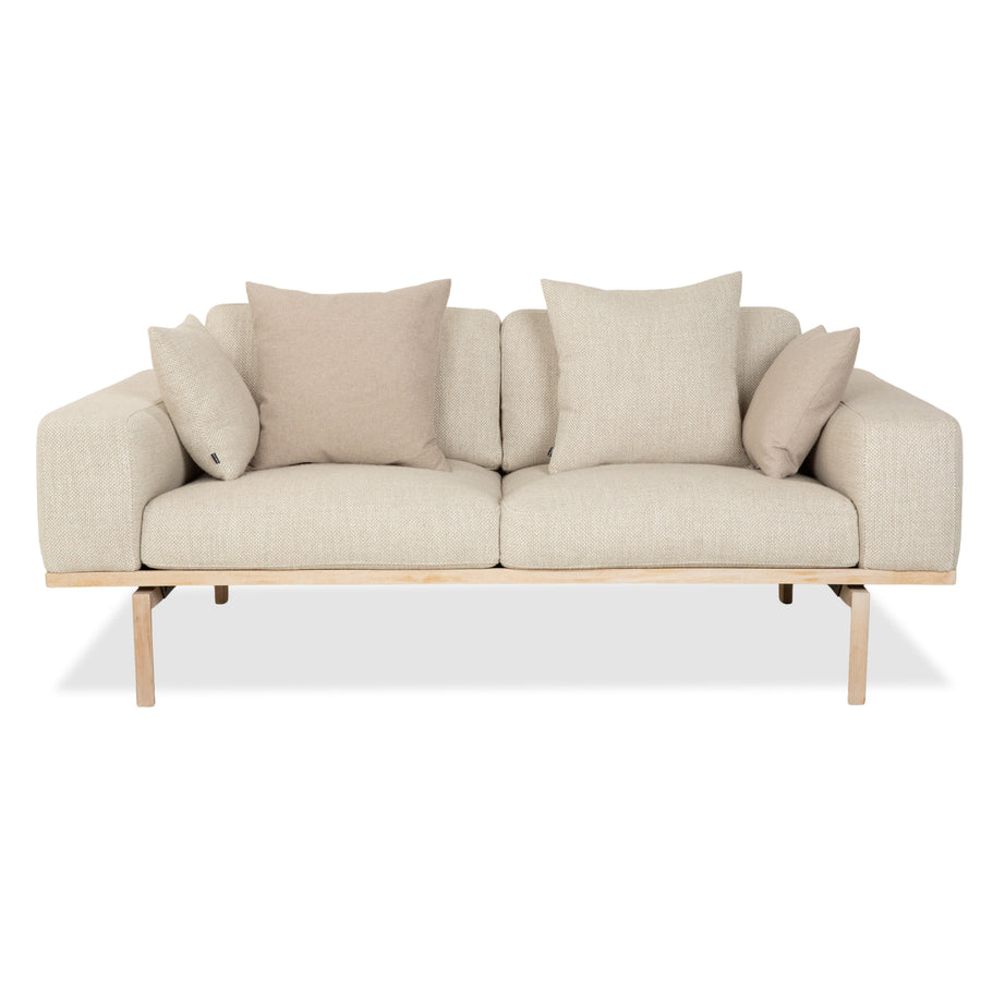 Bolia Elton Stoff Zweisitzer Beige Creme Grau Sofa Couch Holz