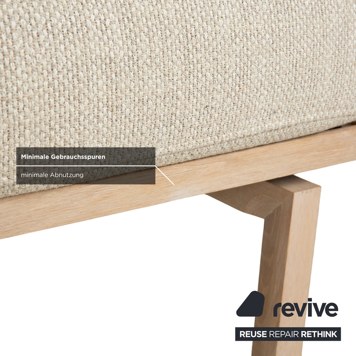 Bolia Elton Stoff Zweisitzer mit Hocker Beige Creme Grau Sofa Couch Holz