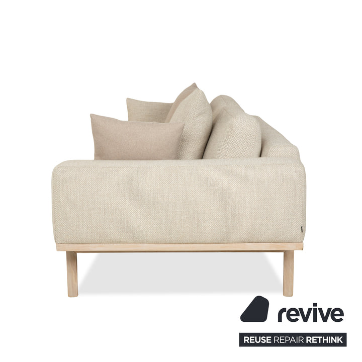 Bolia Elton Stoff Zweisitzer mit Hocker Beige Creme Grau Sofa Couch Holz