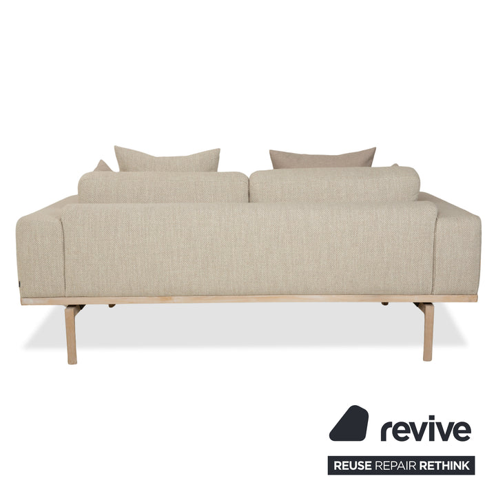 Bolia Elton Stoff Zweisitzer mit Hocker Beige Creme Grau Sofa Couch Holz
