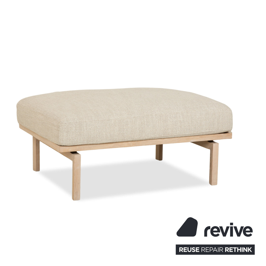 Bolia Elton Fabric Two-Seater with Footstool Beige Cream Grey Sofa Couch Wood