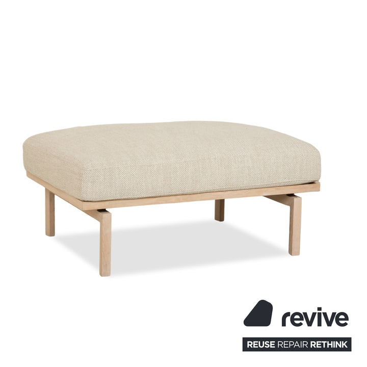 Bolia Elton Fabric Two-Seater with Footstool Beige Cream Grey Sofa Couch Wood