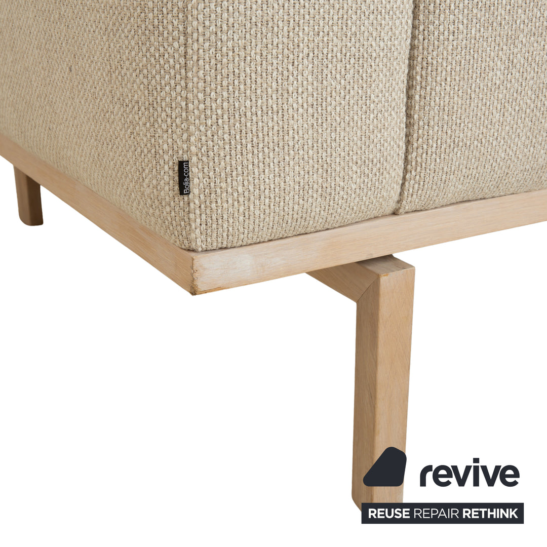 Bolia Elton Stoff Zweisitzer mit Hocker Beige Creme Grau Sofa Couch Holz
