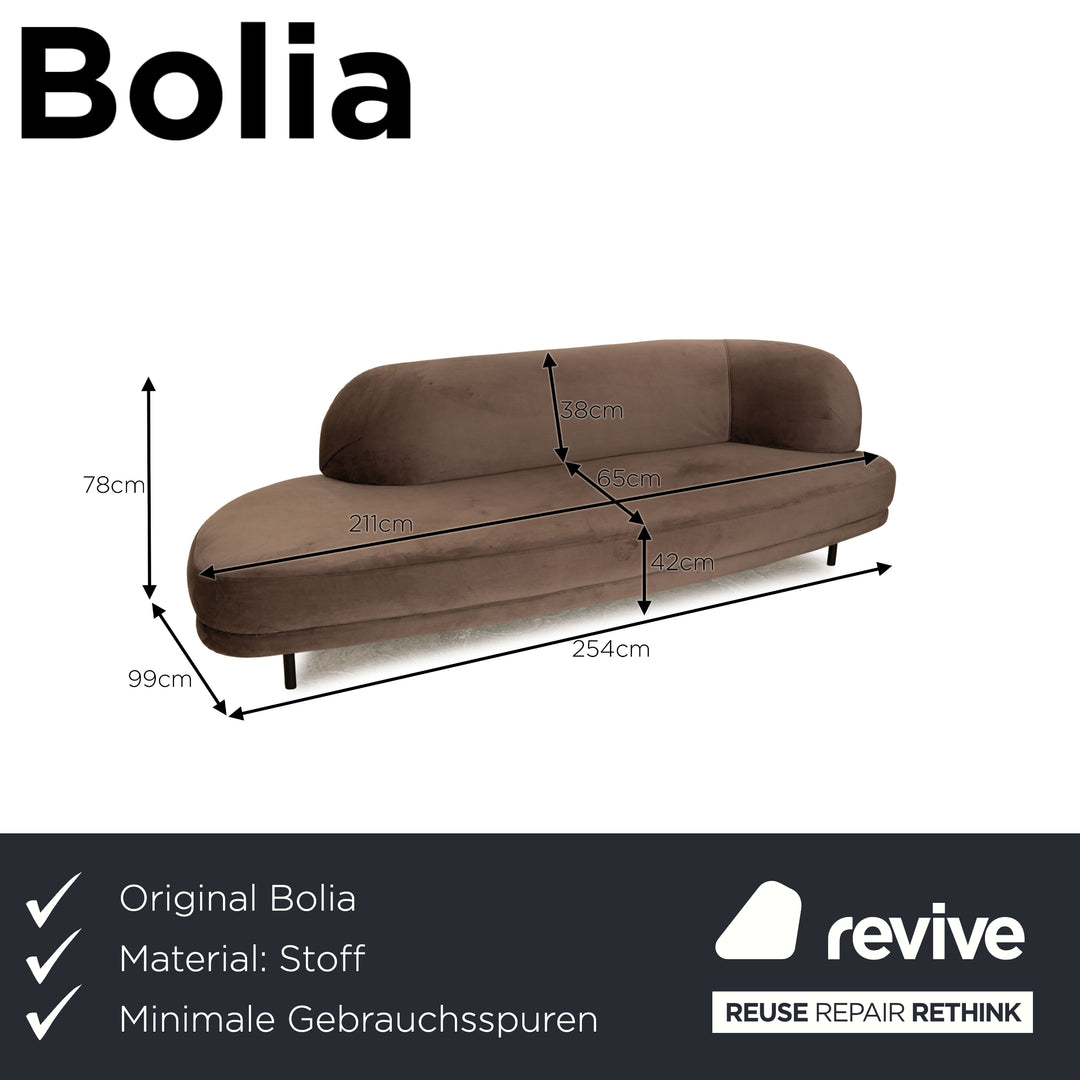 Bolia Grace Fabric Three Seater Brown Velor Sofa Couch