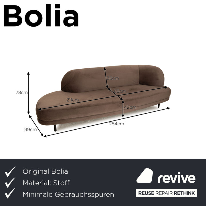 Bolia Grace Stoff Dreisitzer Braun Velours Sofa Couch