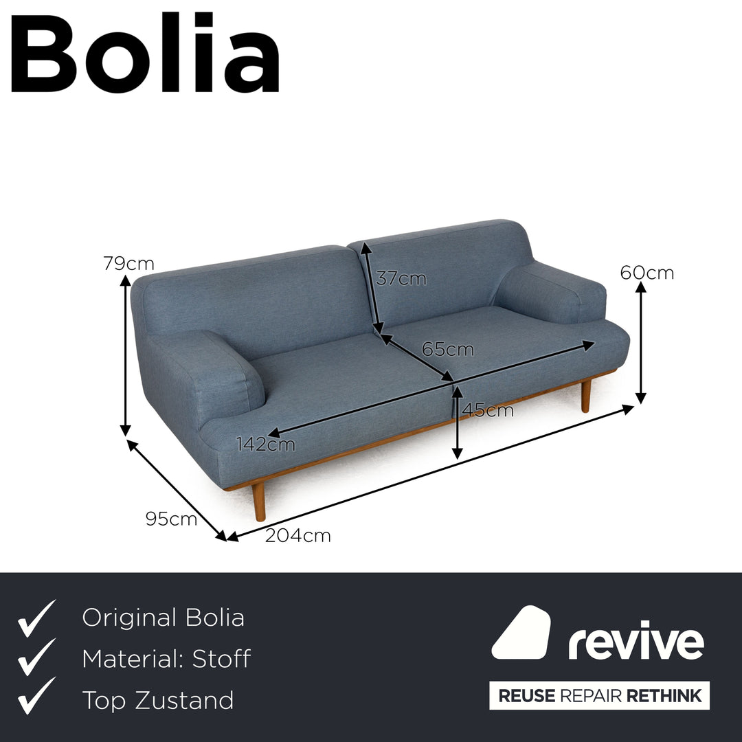 Bolia Madison Fabric Three-Seater Blue Sofa Couch