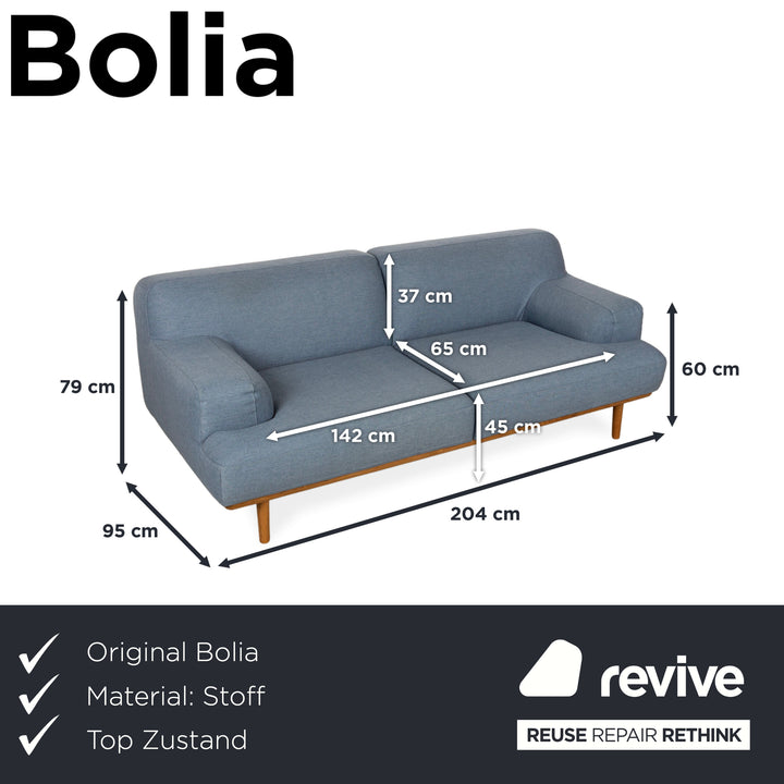 Bolia Madison Fabric Three-Seater Blue Sofa Couch