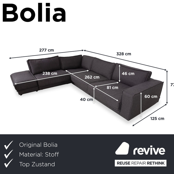 Bolia Noora Stoff Ecksofa Schwarz Anthrazit Dunkelgrau Sofa Couch