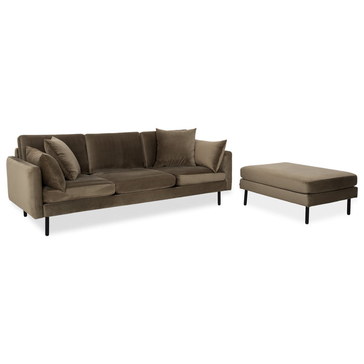 Bolia Scandinavia Dreisitzer Hocker Stoff Sofa Oliv Grün Couch