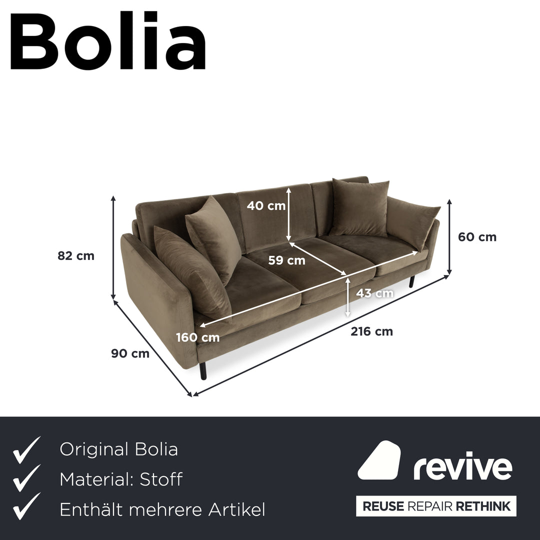Bolia Scandinavia Three-Seater Stool Fabric Sofa Olive Green Couch