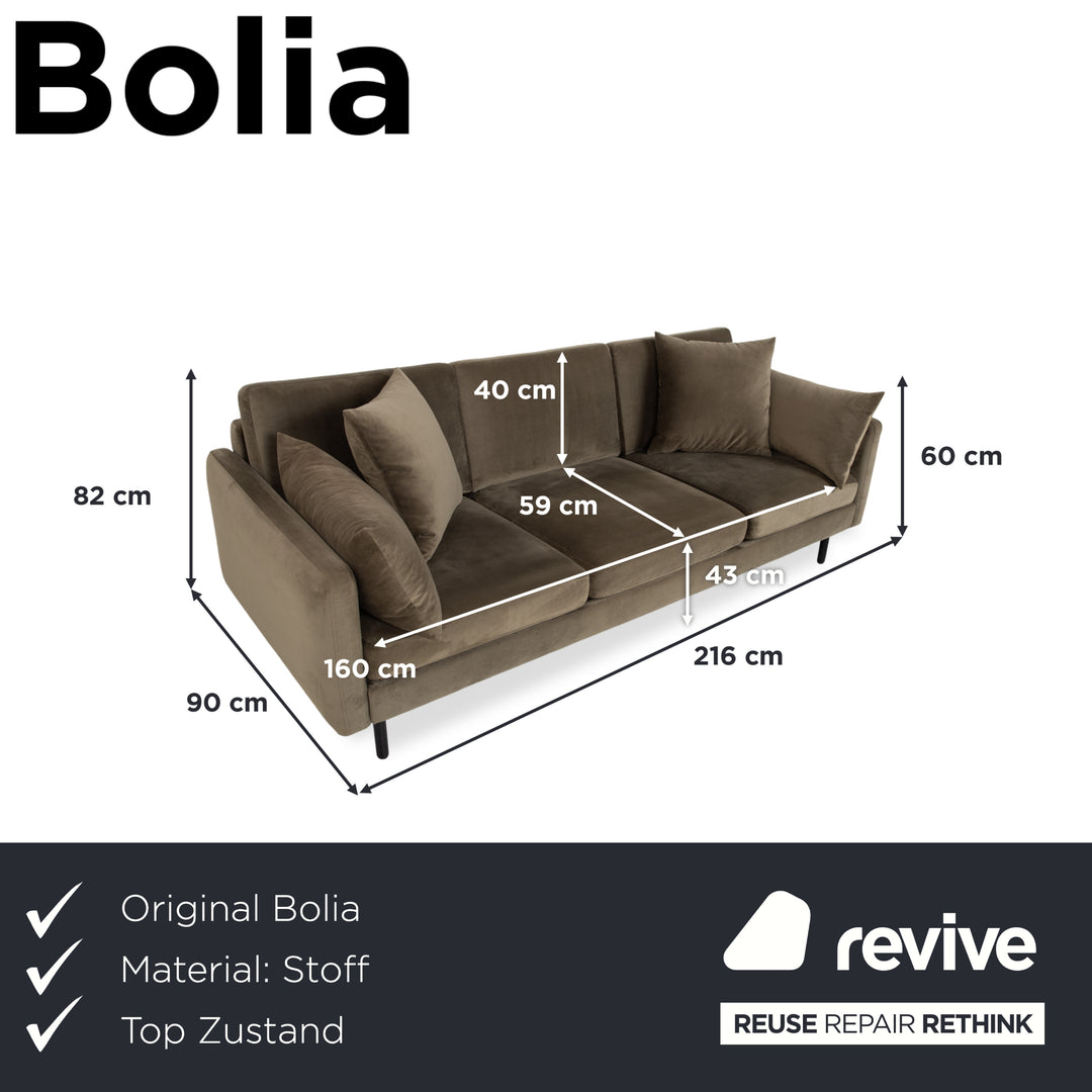 Bolia Scandinavia Three-Seater Fabric Sofa Olive Green Couch