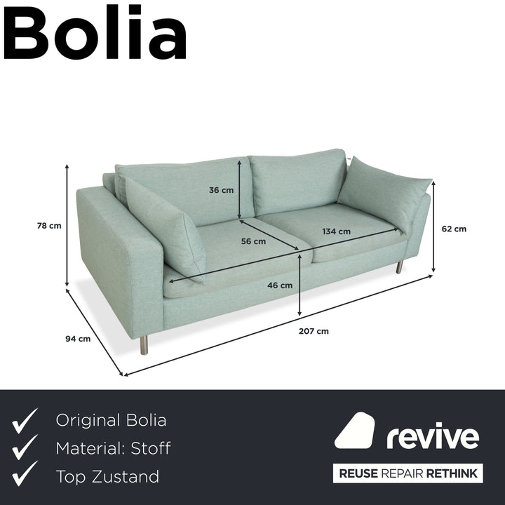 Bolia Scandinavia Stoff Dreisitzer Grün Blau Sofa Couch