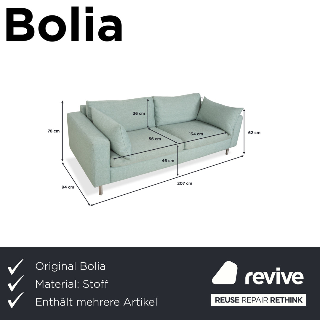 Bolia Scandinavia Fabric Three-Seater Ottoman Green Blue Sofa Couch