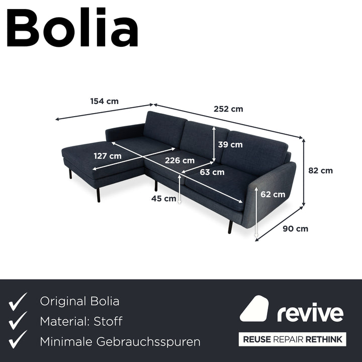Bolia Scandinavia Fabric Corner Sofa Blue Sofa Couch