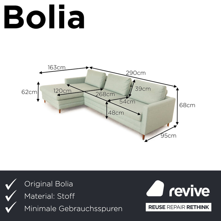 Bolia Scandinavia Fabric Corner Sofa Green Turquoise Grey Recamiere Left Sofa Couch