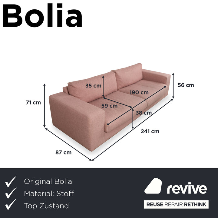 Bolia Sepia Stoff Dreisitzer Rosé Altrosa Sofa Couch