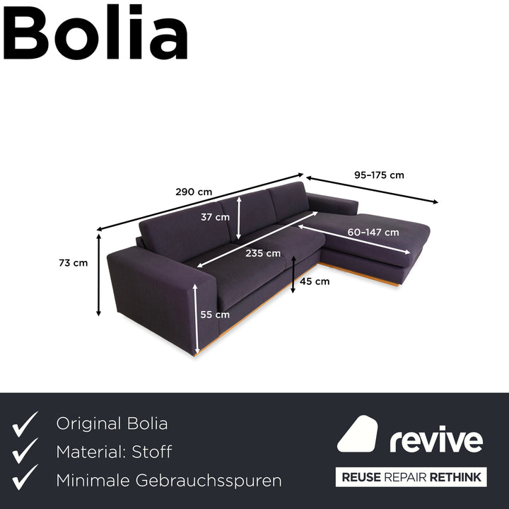 Bolia Sepia Stoff Ecksofa Sofa Couch Grau Recamiere Rechts