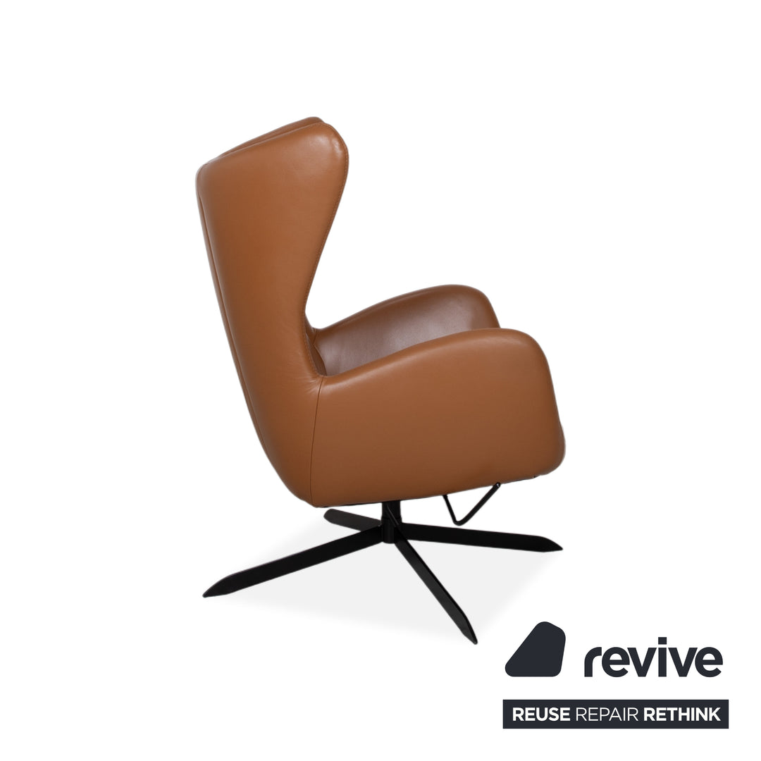 Bolia Solo Leder Sessel Braun Schwarz inkl. Hocker manuelle Funktion