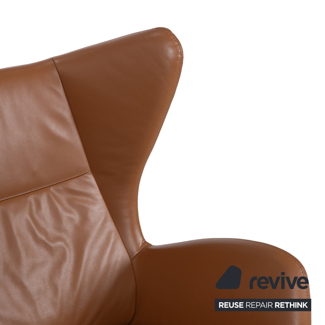 Bolia Solo Leather Armchair Brown Black incl. Stool Manual Function