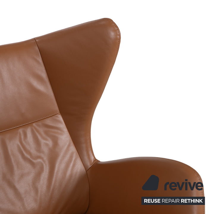 Bolia Solo Leather Armchair Brown Black incl. Stool Manual Function