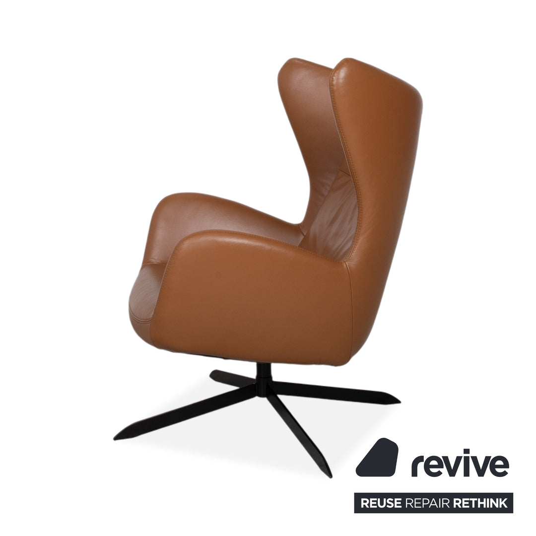 Bolia Solo Leder Sessel Braun Schwarz inkl. Hocker manuelle Funktion
