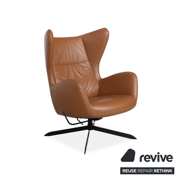 Bolia Solo Leather Armchair Brown Black incl. Stool Manual Function