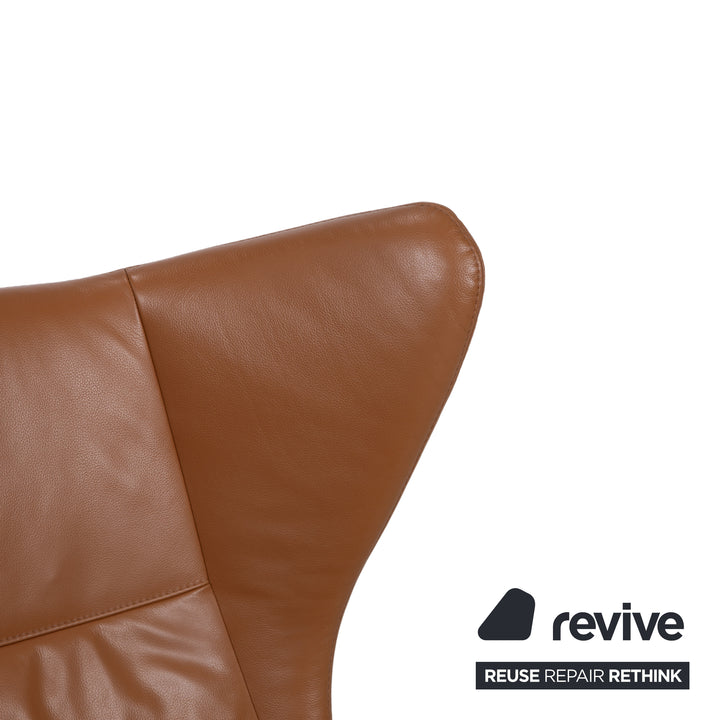 Bolia Solo Leather Armchair Brown Black incl. Stool Manual Function