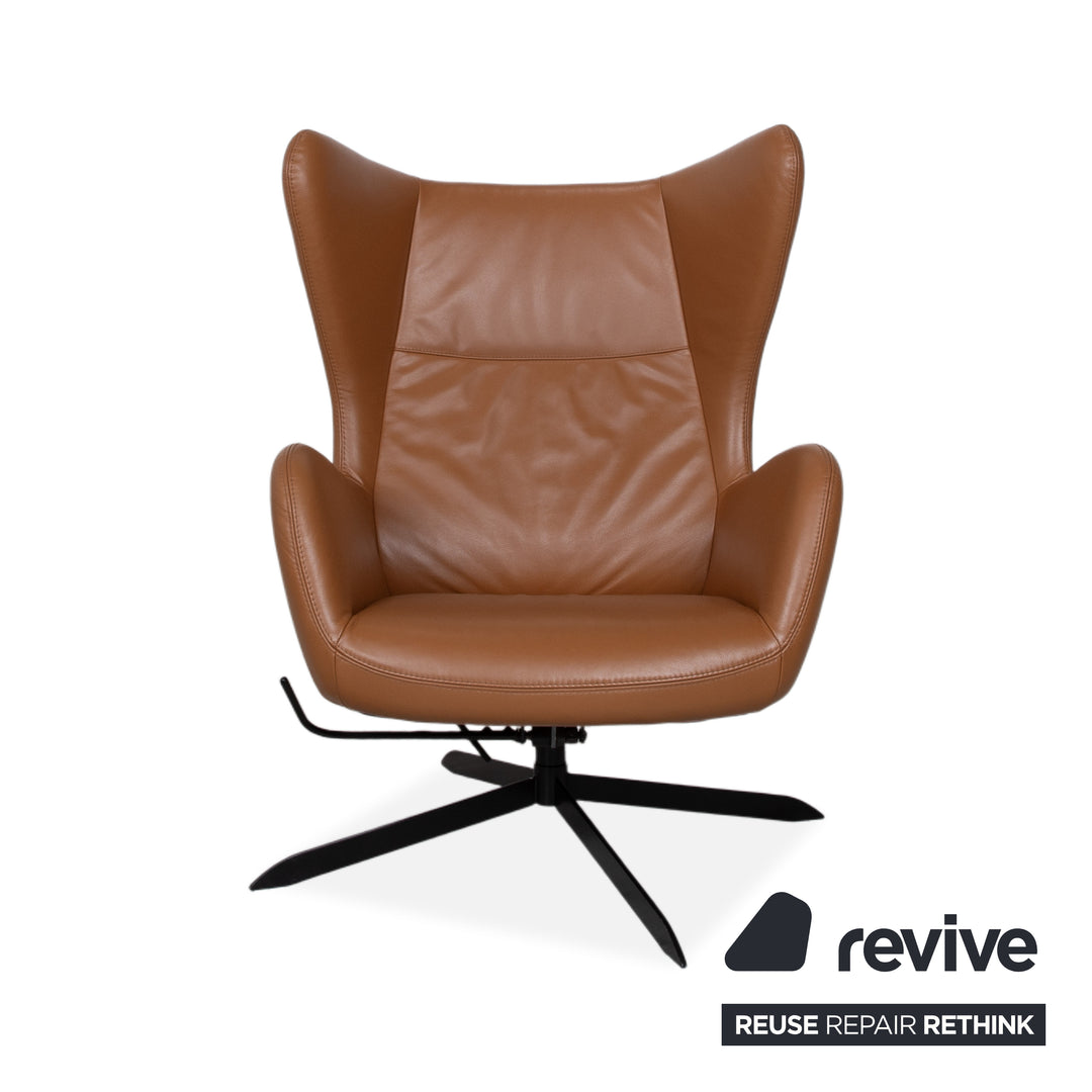 Bolia Solo Leather Armchair Brown Black incl. Stool Manual Function