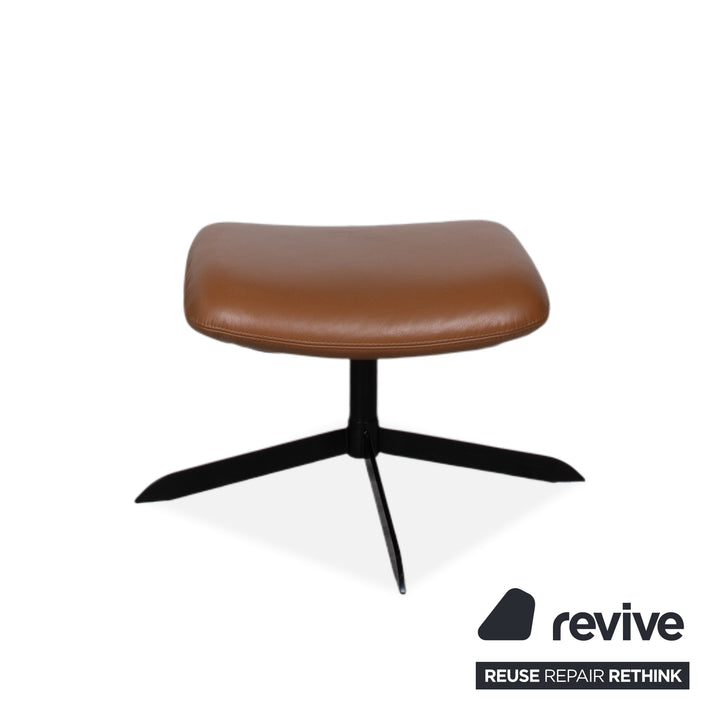 Bolia Solo Leather Armchair Brown Black incl. Stool Manual Function