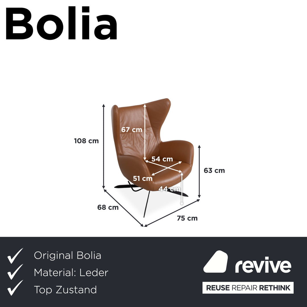 Bolia Solo Leather Armchair Brown Black incl. Stool Manual Function