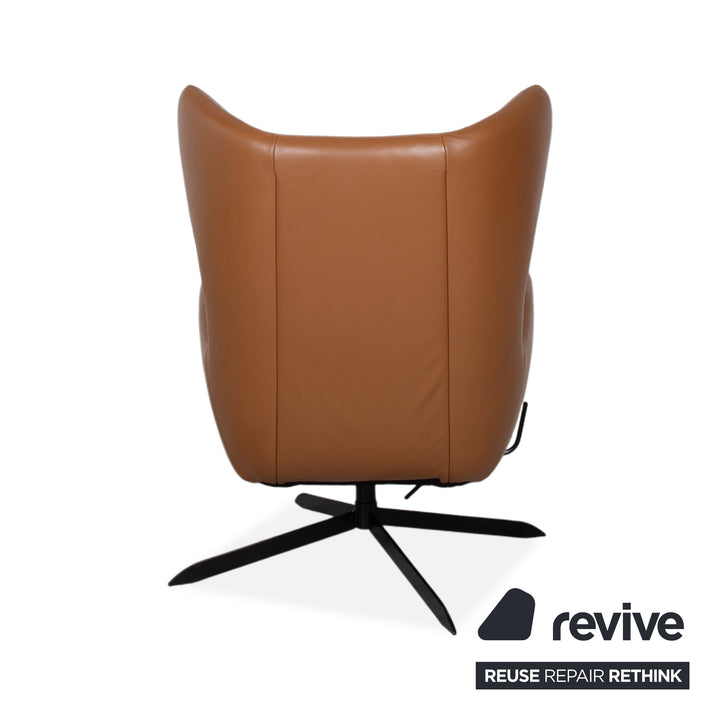Bolia Solo Leather Armchair Brown Black incl. Stool Manual Function