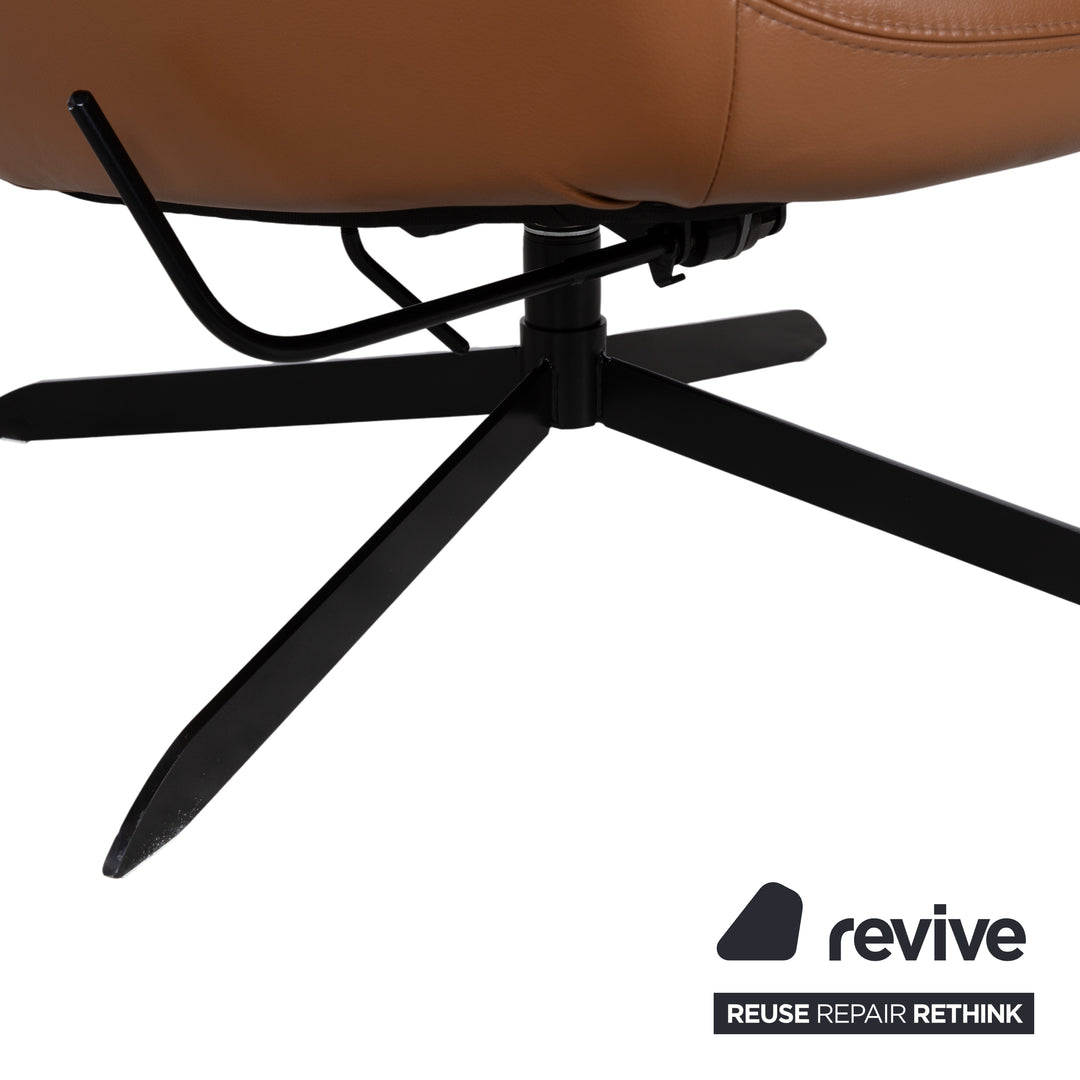 Bolia Solo Leather Armchair Brown Black incl. Stool Manual Function