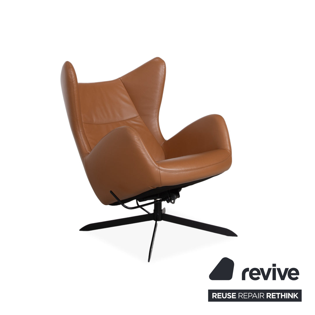 Bolia Solo Leder Sessel Braun Schwarz inkl. Hocker manuelle Funktion