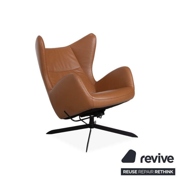 Bolia Solo Leder Sessel Braun Schwarz inkl. Hocker manuelle Funktion