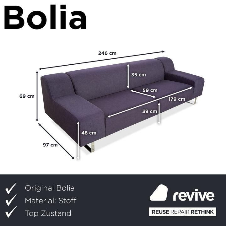 Bolia Stoff Dreisitzer Blau Lila Sofa Couch